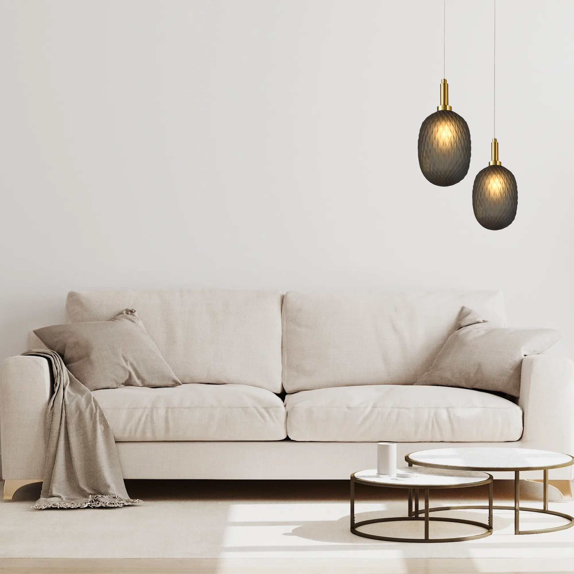 Calibo Lark Diamond Pattern 150mm Glass Pendant - Smoke - Image 4