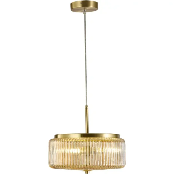 CALIBO WHISTLER RIBBED GLASS PENDANT - GOLD AND AMBER