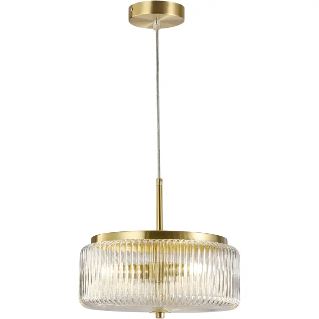 CALIBO WHISTLER RIBBED GLASS PENDANT - GOLD AND CLEAR