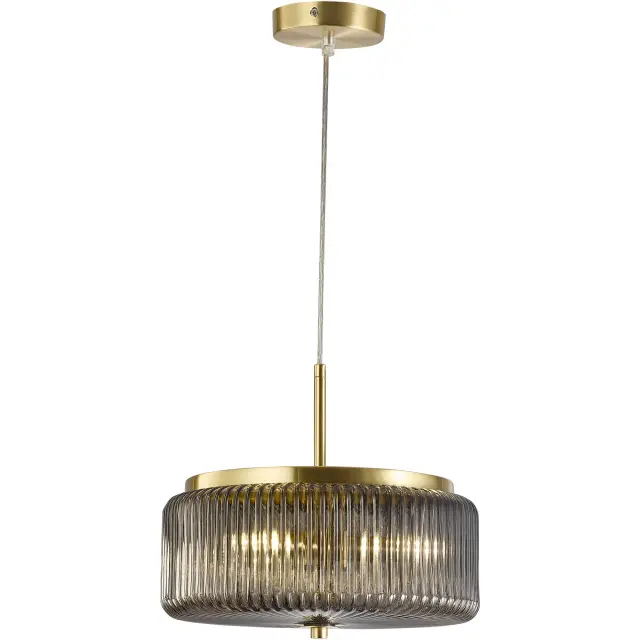 CALIBO WHISTLER RIBBED GLASS PENDANT - GOLD AND SMOKE