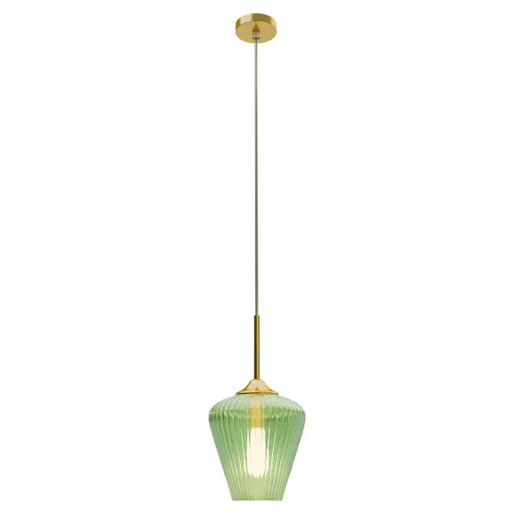 CALIBO RIBBON FLUTED GLASS 230MM PENDANT LIGHT-GREEN