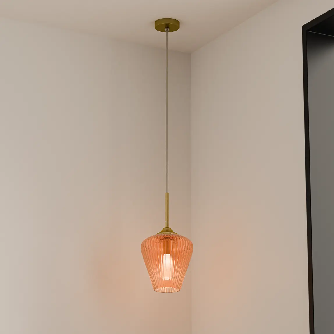 CALIBO RIBBON FLUTED GLASS 230MM PENDANT LIGHT-AMEBER - Image 3