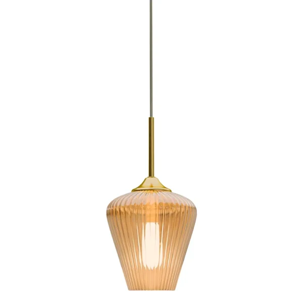 CALIBO RIBBON FLUTED GLASS 230MM PENDANT LIGHT-AMEBER
