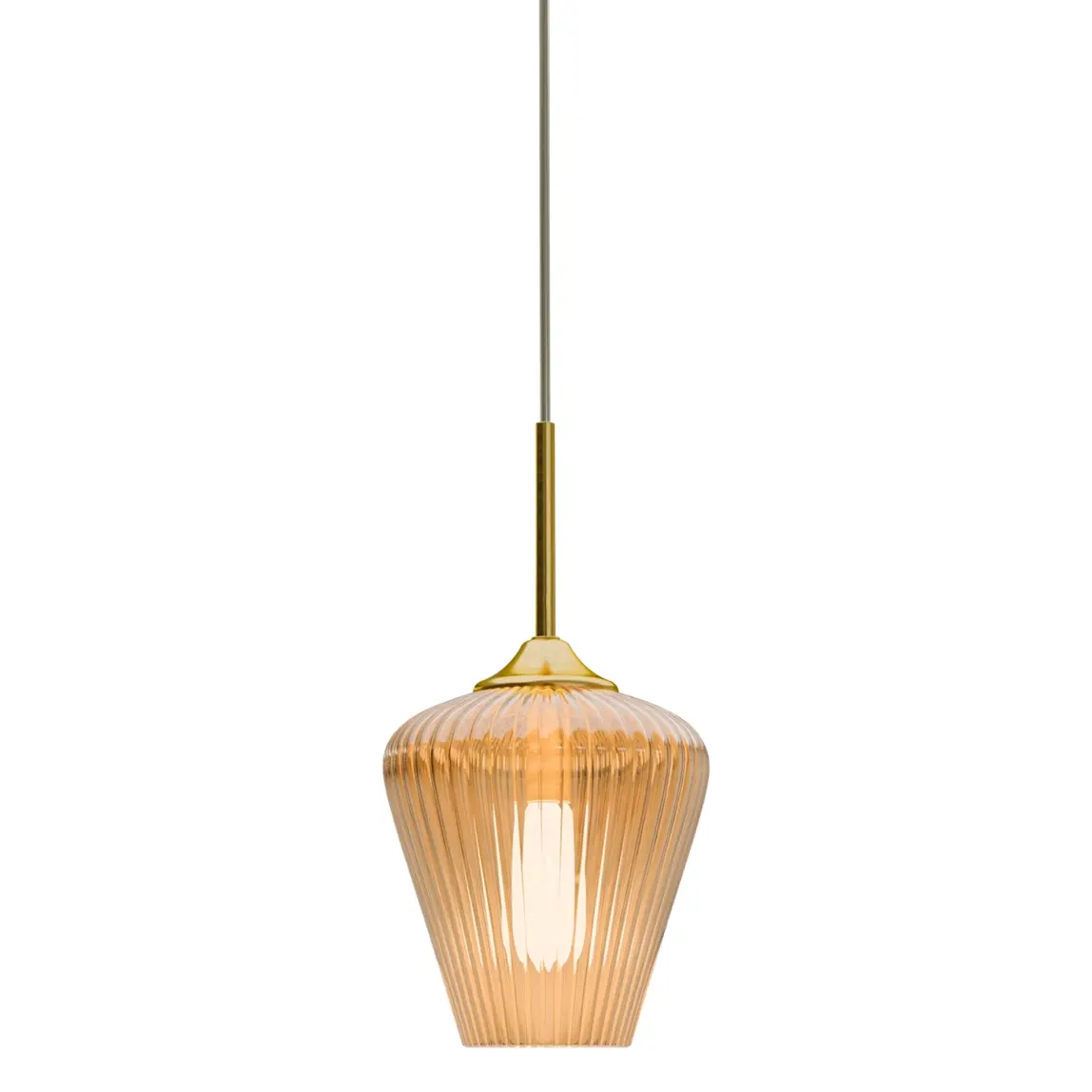 CALIBO RIBBON FLUTED GLASS 230MM PENDANT LIGHT-AMEBER