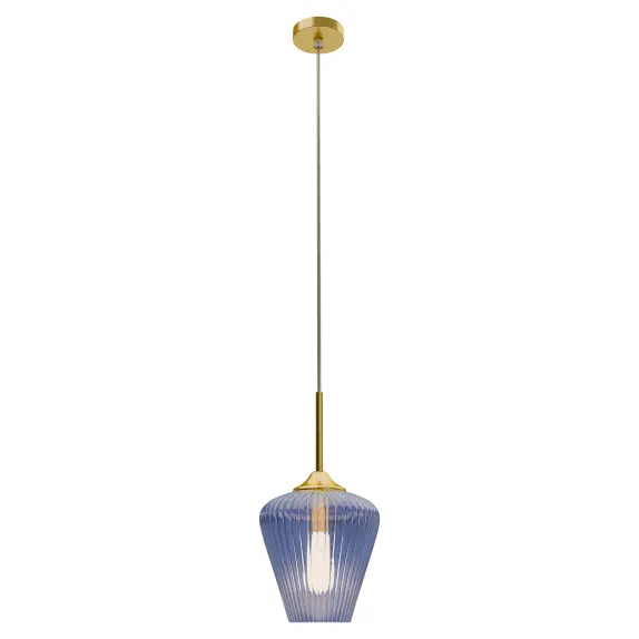 CALIBO RIBBON FLUTED GLASS 230MM PENDANT LIGHT-BLUE