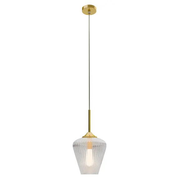 CALIBO RIBBON FLUTED GLASS 230MM PENDANT LIGHT-CLEAR