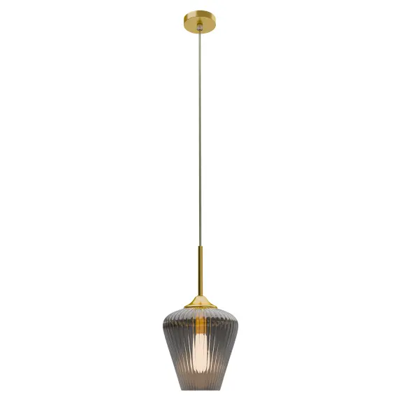 CALIBO RIBBON FLUTED GLASS 230MM PENDANT LIGHT-SMOKE