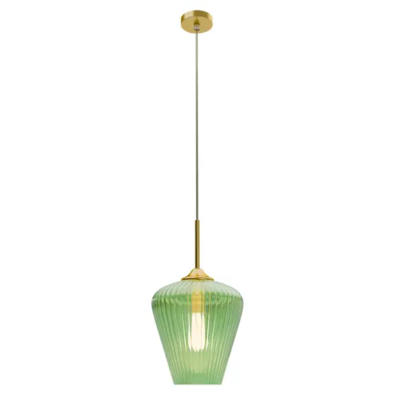 CALIBO RIBBON FLUTED GLASS 280MM PENDANT LIGHT-GREEN