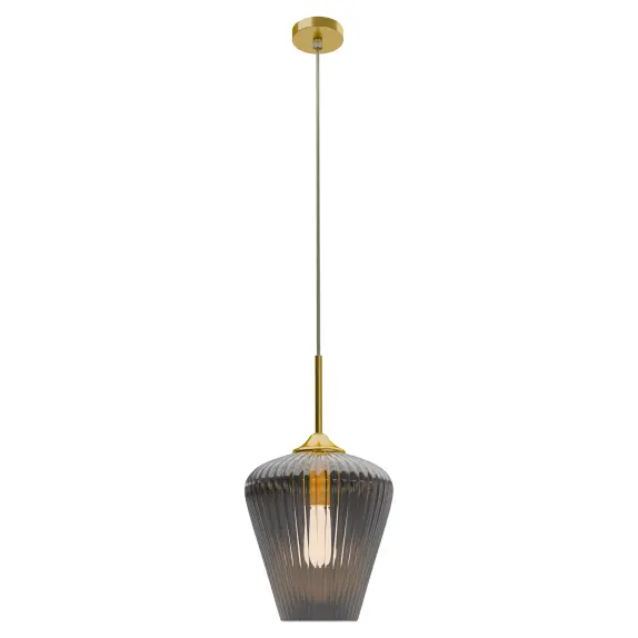 CALIBO RIBBON FLUTED GLASS 280MM PENDANT LIGHT-SMOKE
