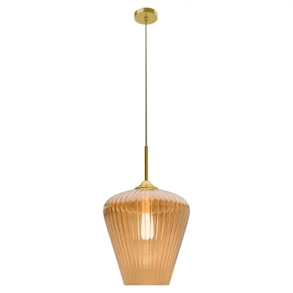 CALIBO RIBBON FLUTED GLASS 360MM PENDANT LIGHT-AMBER