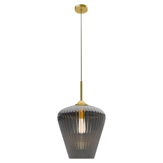 CALIBO RIBBON FLUTED GLASS 360MM PENDANT LIGHT-SMOKE