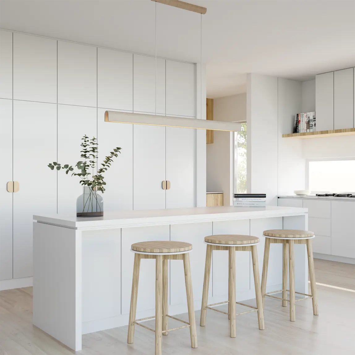 Calibo Inspire Crafted Travertine Tricolour LED Linear Pendant | Beige - Image 3