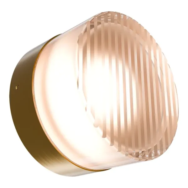 Calibo Gull Round Ribbed Acrylic 3CCT LED Exterior Wall Light | Brass