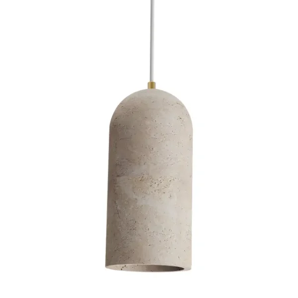Calibo Inspire Crafted Travertine Round Top Cylinder Pendant Light - Beige