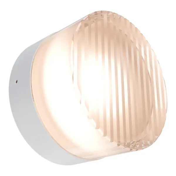 Calibo Gull Round Ribbed Acrylic 3CCT LED Exterior Wall Light | White